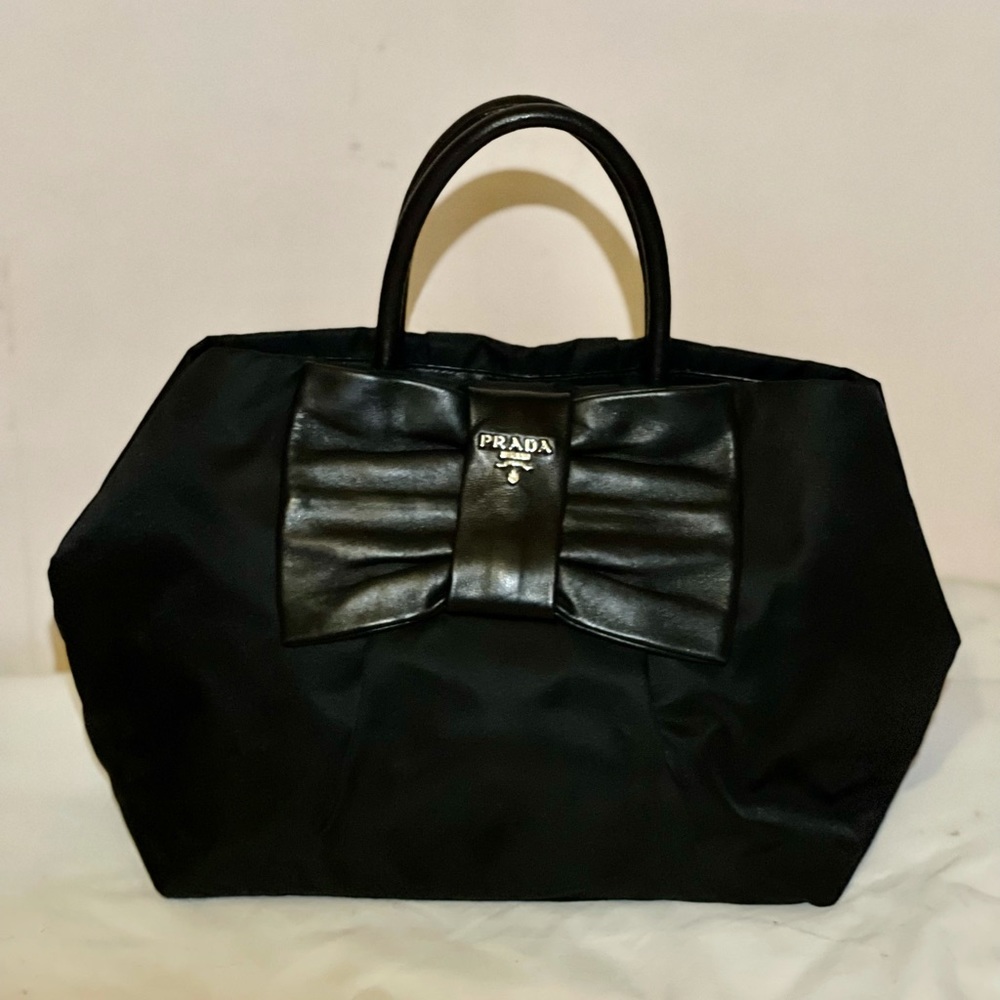 Black Prada Tessuto Nappa Bow Tote